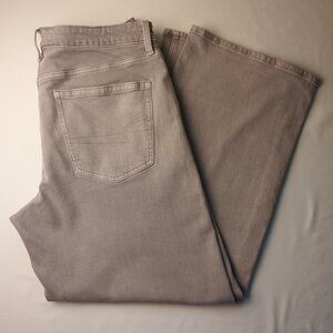 American Eagle Stretch High Waisted Stovepipe Jeans Size 12 Wide Leg Grey Color